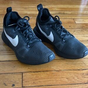 Nike Black Mesh Athletic Sneakers with White Swoosh